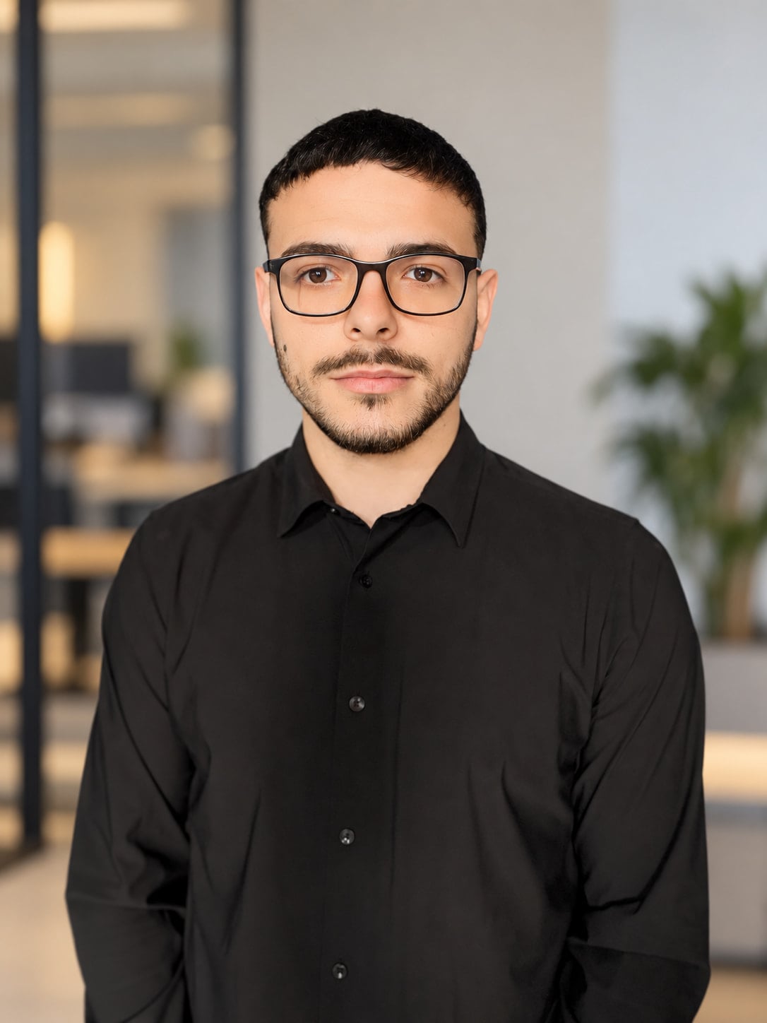 Retrato de Manuel Paredes, fundador de Naipe Digital, con lentes y camisa negra.